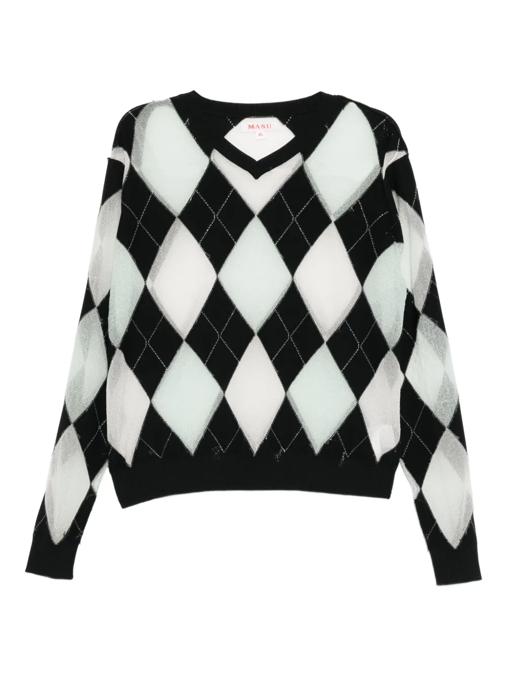 MASU reversed argyle top | Black | Image 1