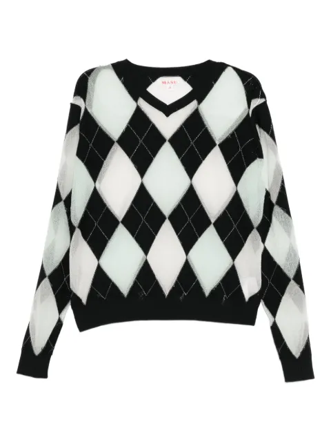 MASU reversed argyle top