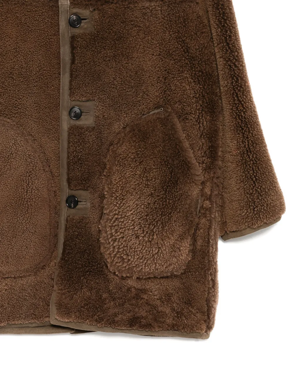 Bode Recersible Shearling Coat In Brown