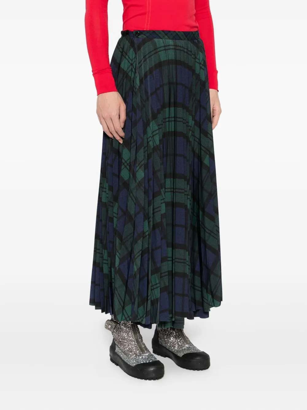 Masu Pleated Wrap Skirt In Green