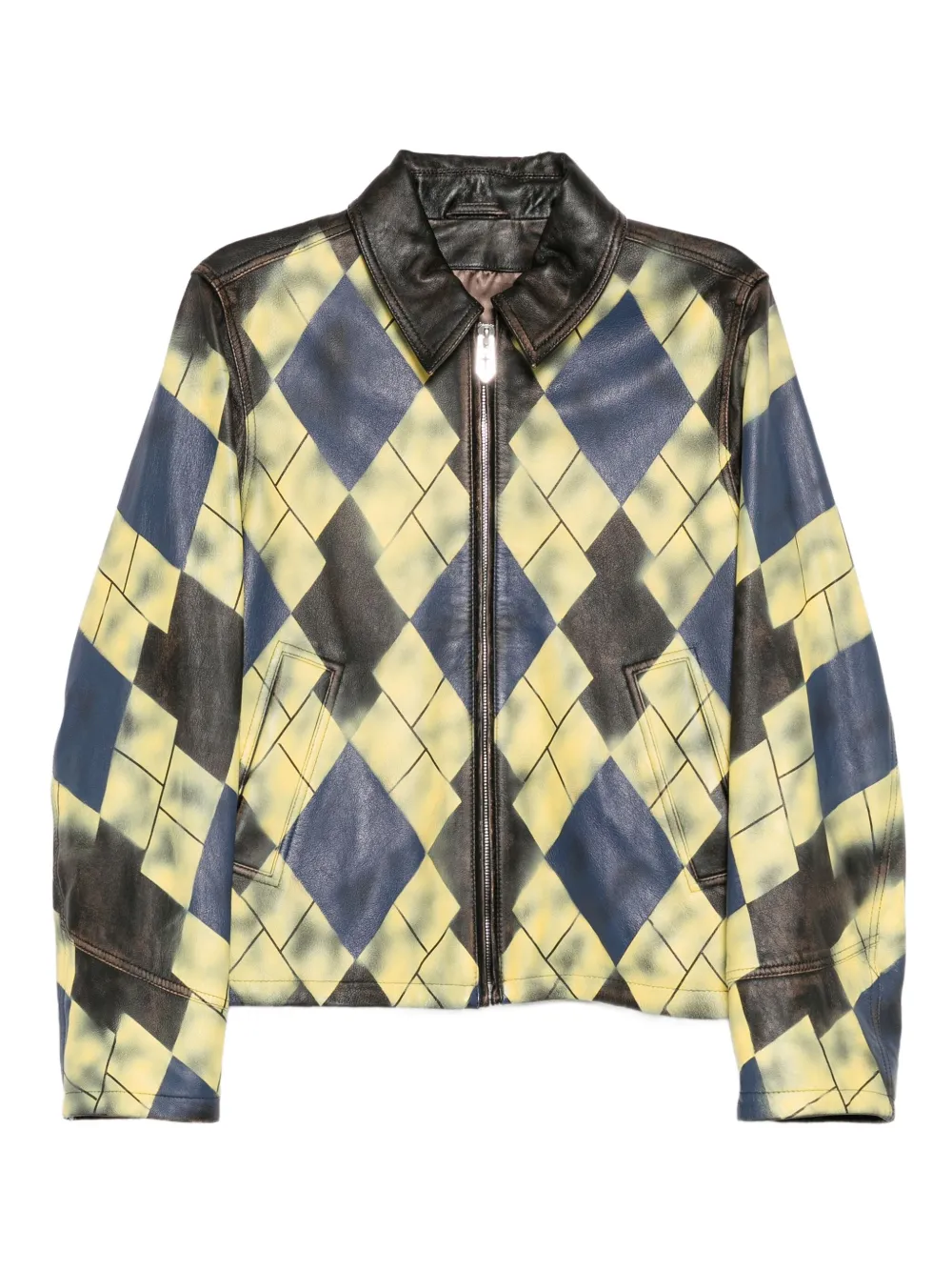 MASU checked leather jacket | Yellow | Image 1