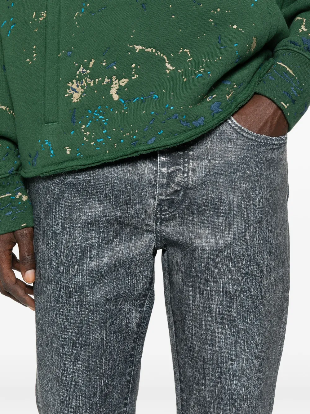 Purple Brand Jeans met acid-wassing Blauw