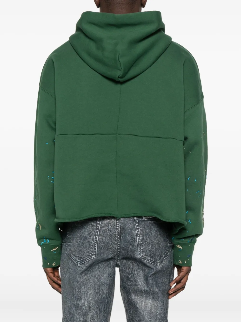 Purple Brand Logo-print Splatter-effect Hoodie In Green