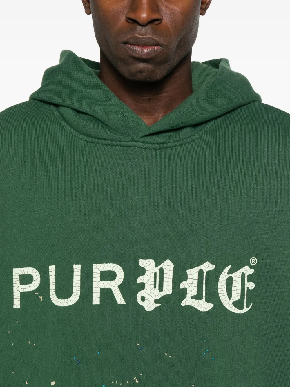 Purple Brand Logo-print Splatter-effect Hoodie In Green