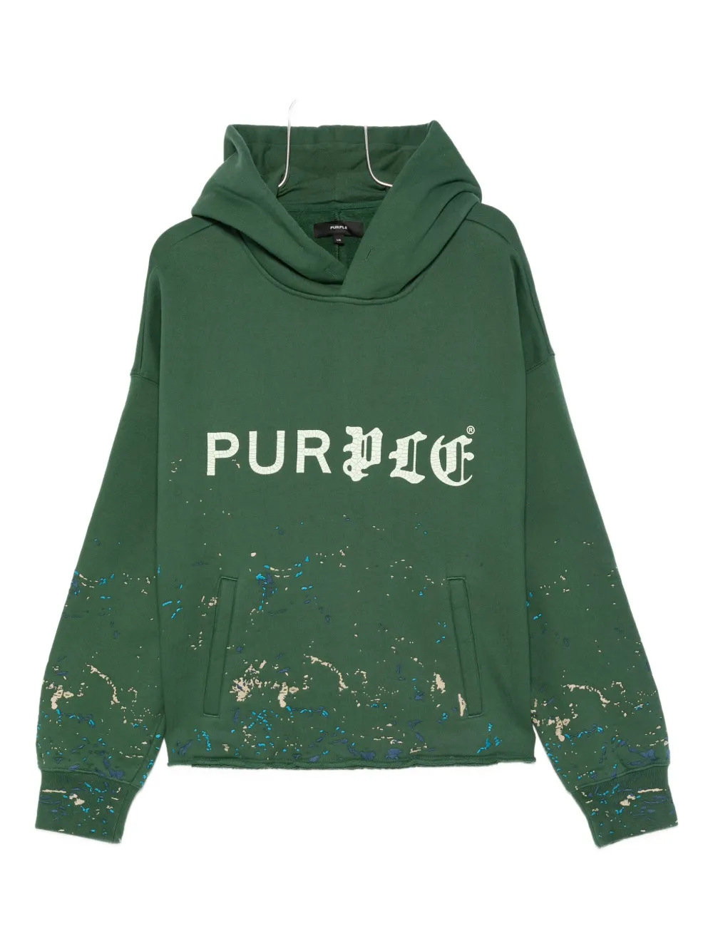 Purple Brand Logo-print Splatter-effect Hoodie In Green