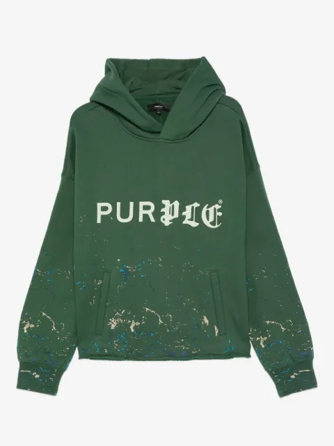 Purple Brand hoodie con efecto de salpicaduras de pintura y logo estampado