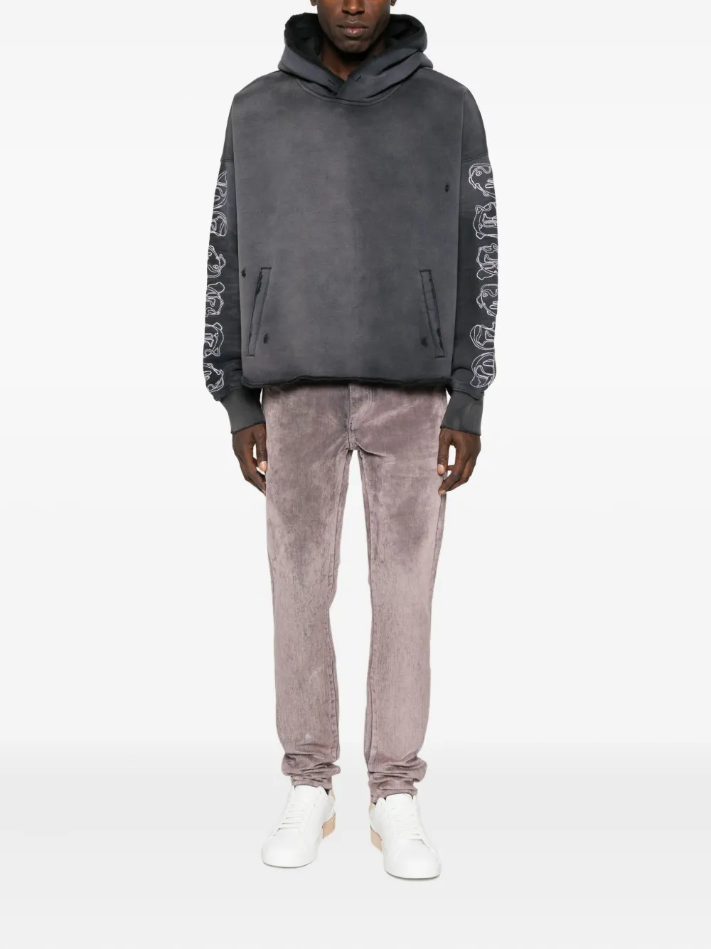 Purple Brand sleeve-graphic distressed hoodie | Hoodies | Image 2