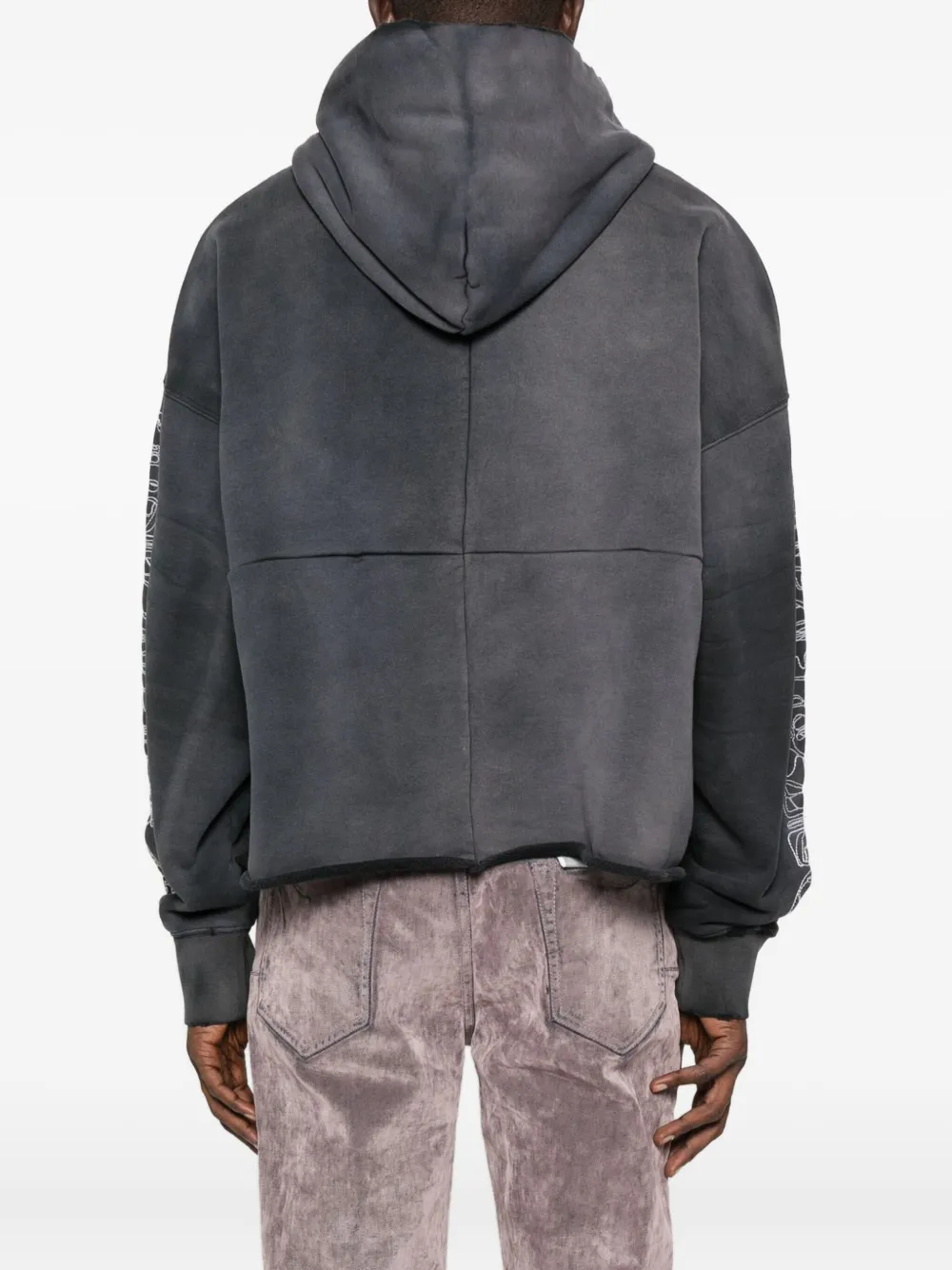 Purple Brand Gerafelde hoodie Grijs