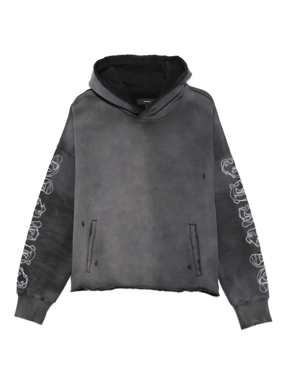 Purple Brand sleeve-graphic distressed hoodie | Grey | Image 1