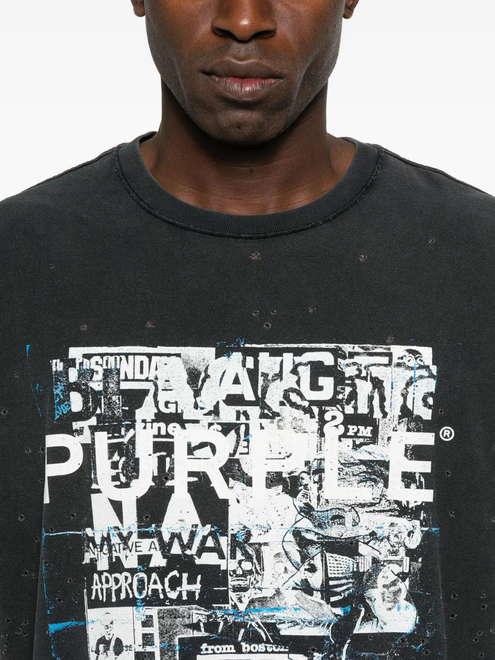 Purple Brand T-shirt met grafische print Zwart