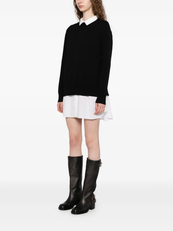Sacai ポインテッドカラー シャツドレス | ブラック | FARFETCH JP