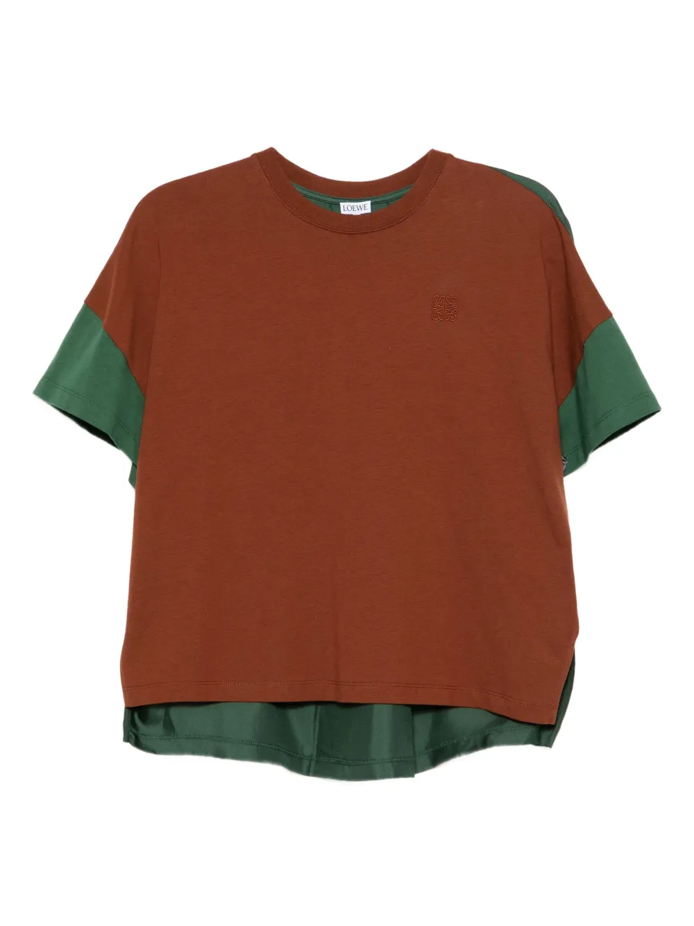 LOEWE logoed cotton and silk t-shirt | Brown | Image 1