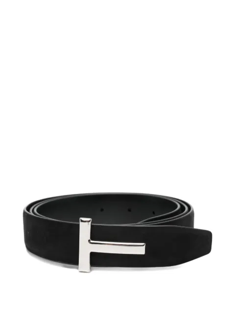 TOM FORD cinturón de gamuza con hebilla T