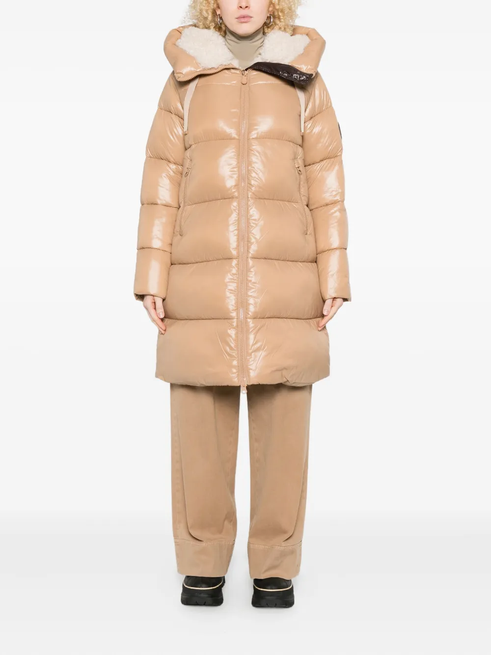 Save The Duck Hooded Puffer Coat In Neutral