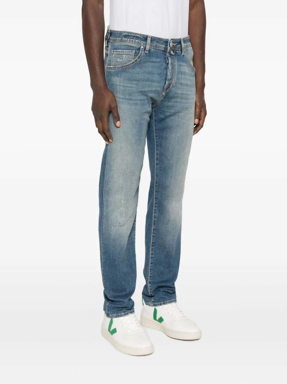Jacob Cohen Faded Distressed Jeans In Blue