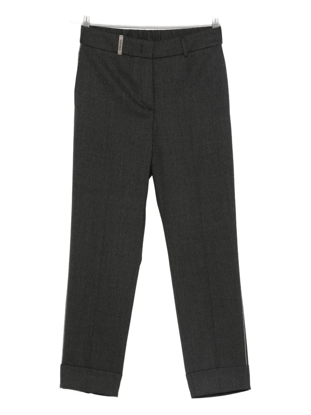Peserico Heathered Gray Cropped Trousers With Tailored Fit In Black