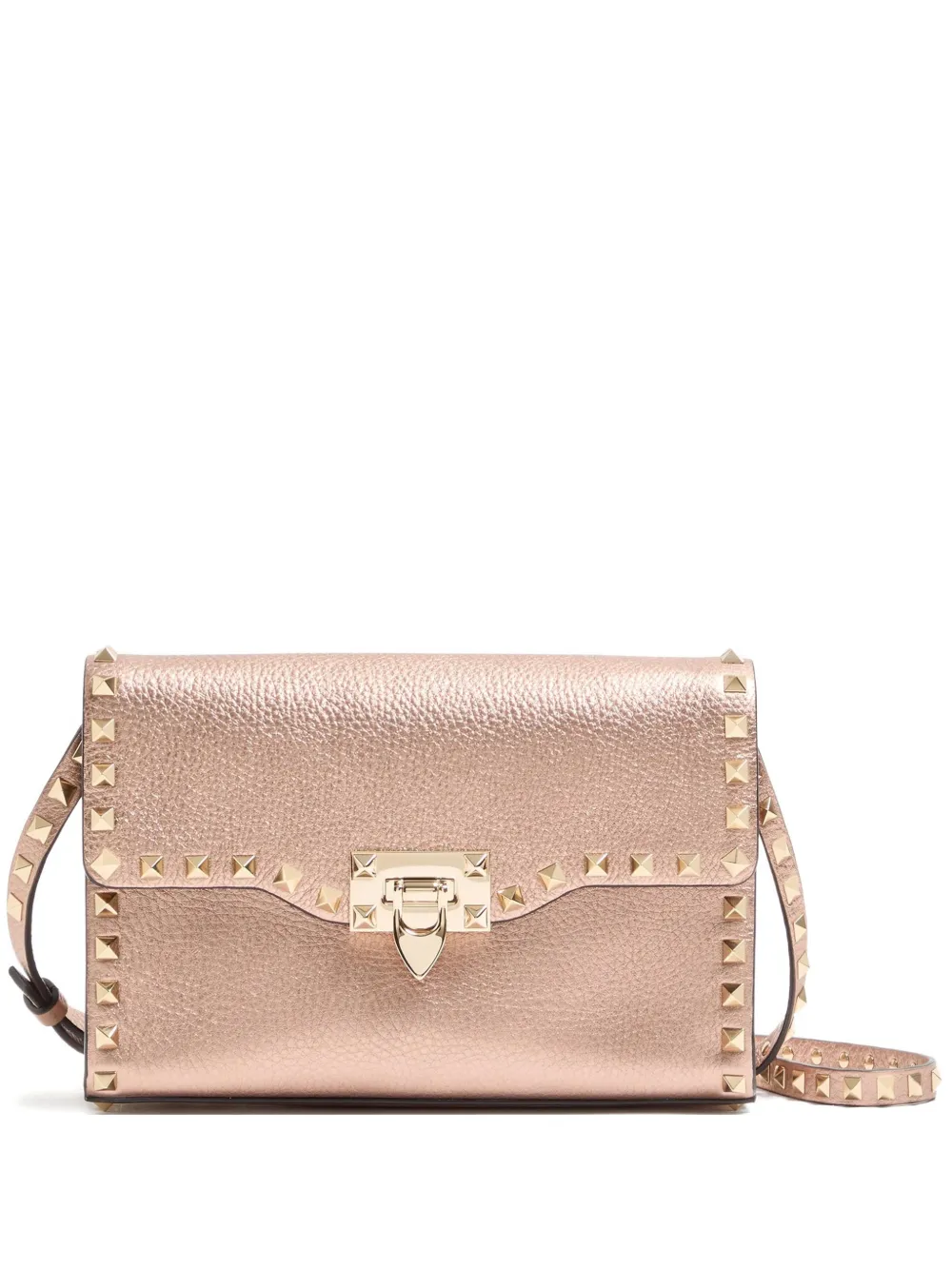 Valentino Garavani Rockstud leather shoulder bag - Rosa