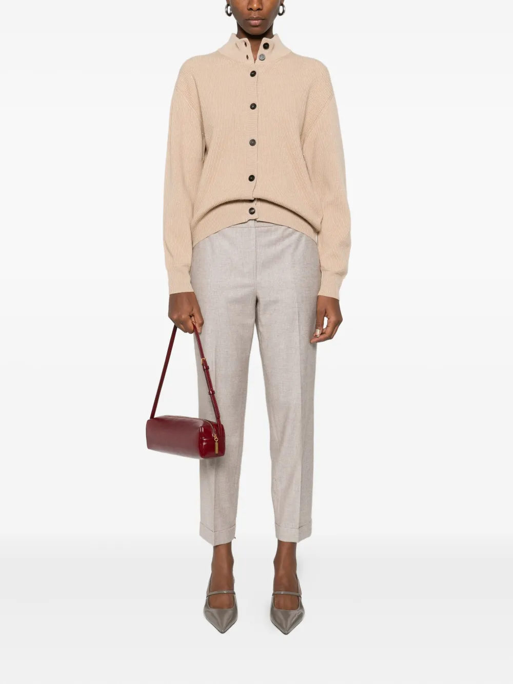 Peserico Cropped broek met manchetten - Beige