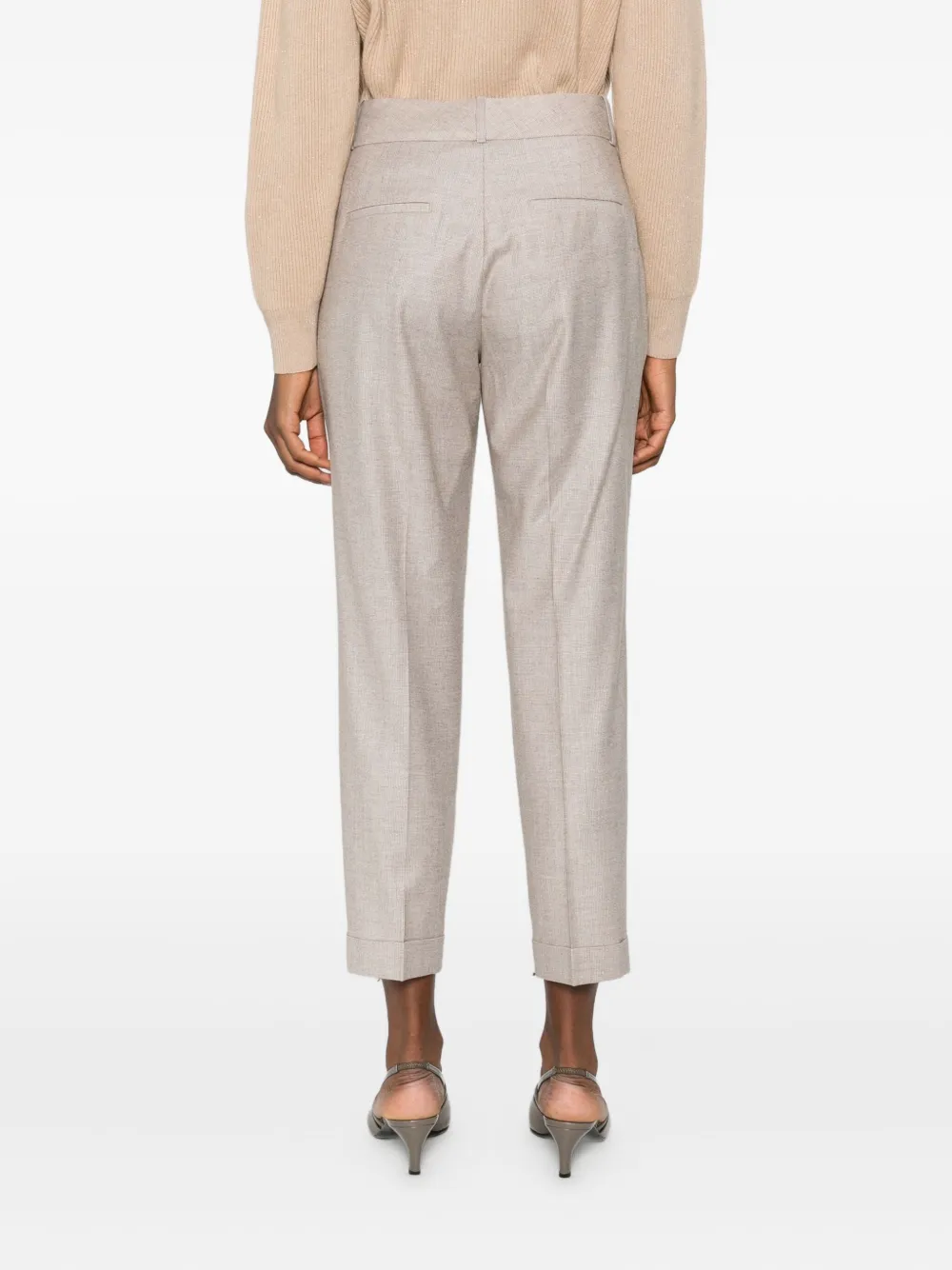 Peserico Tailored Straight-leg Trousers With Textured Finish In Neutral