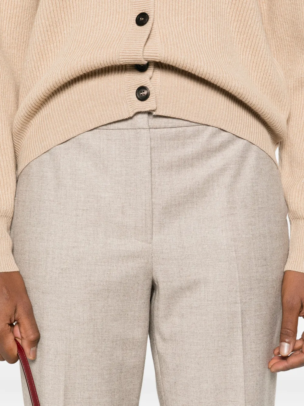 Peserico Tailored Straight-leg Trousers With Textured Finish In Neutral