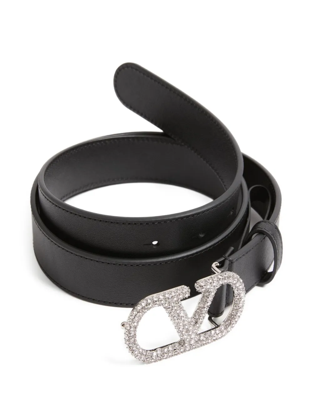 Valentino Garavani Riem met V-logo en gesp met kristallen - Zwart