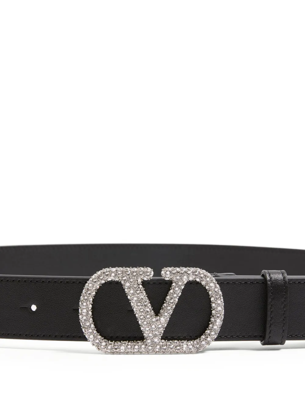 Valentino Garavani Riem met V-logo en gesp met kristallen Zwart