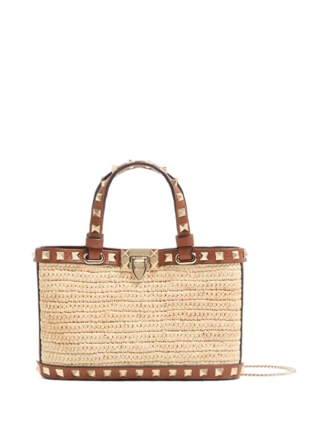 Valentino Garavani mini Rockstud raffia tote bag