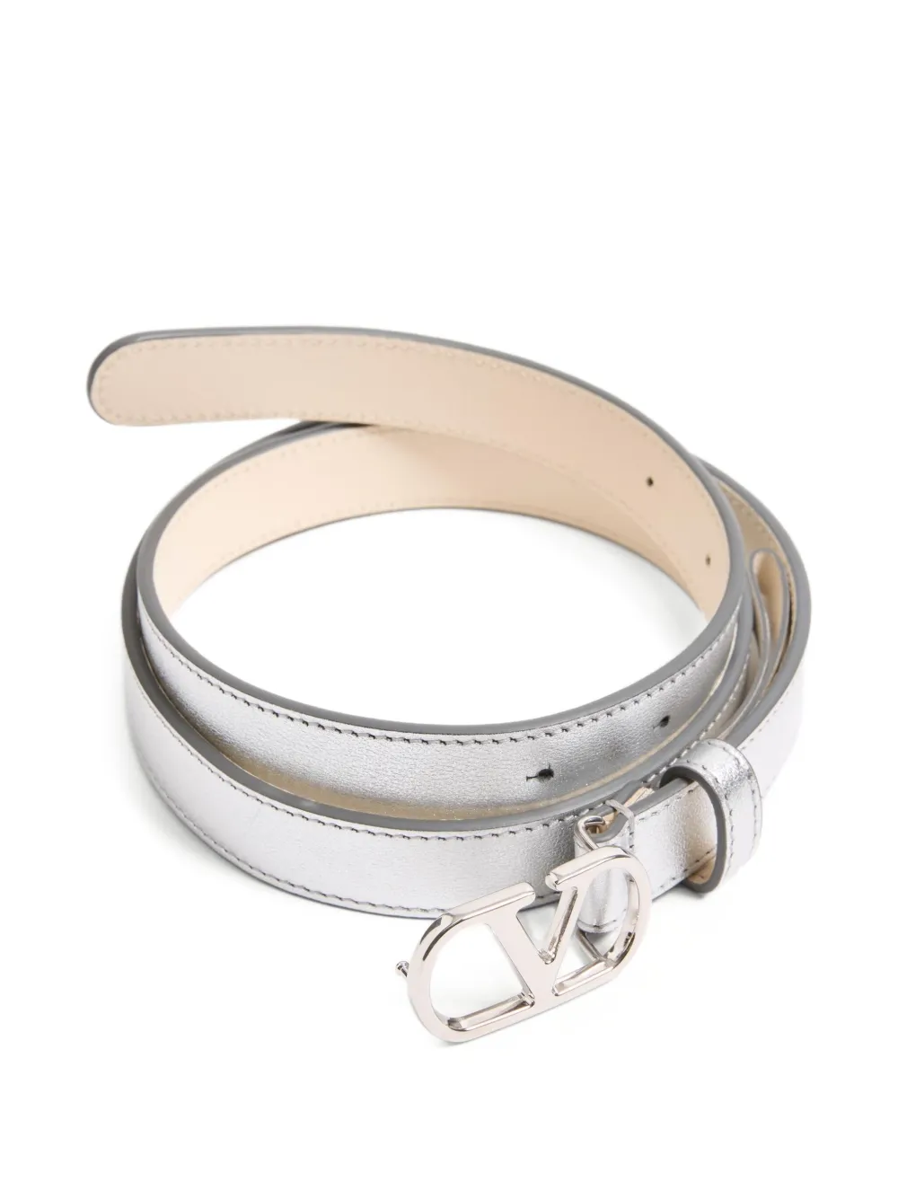 Valentino Garavani VLogo Signature gelamineerde riem - Zilver