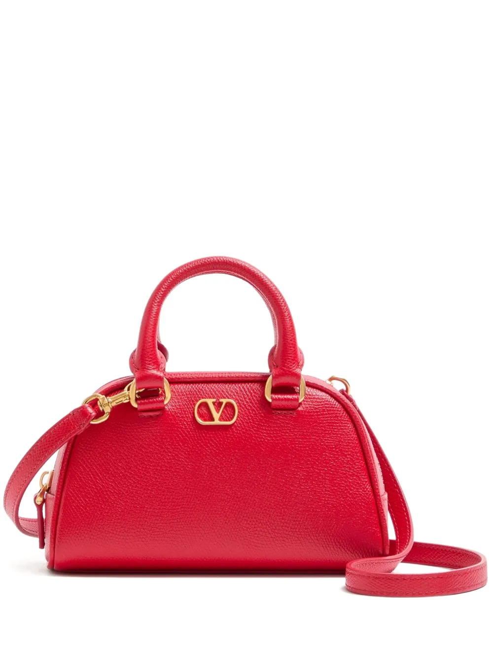 Valentino Garavani Borsa tote Bowling mini con logo V - Rosso