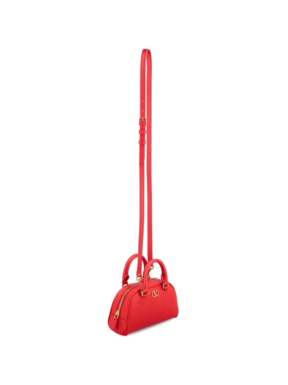 Valentino Garavani VLogo Signature kleine bowlingtas van korrelig kalfsleer Rood