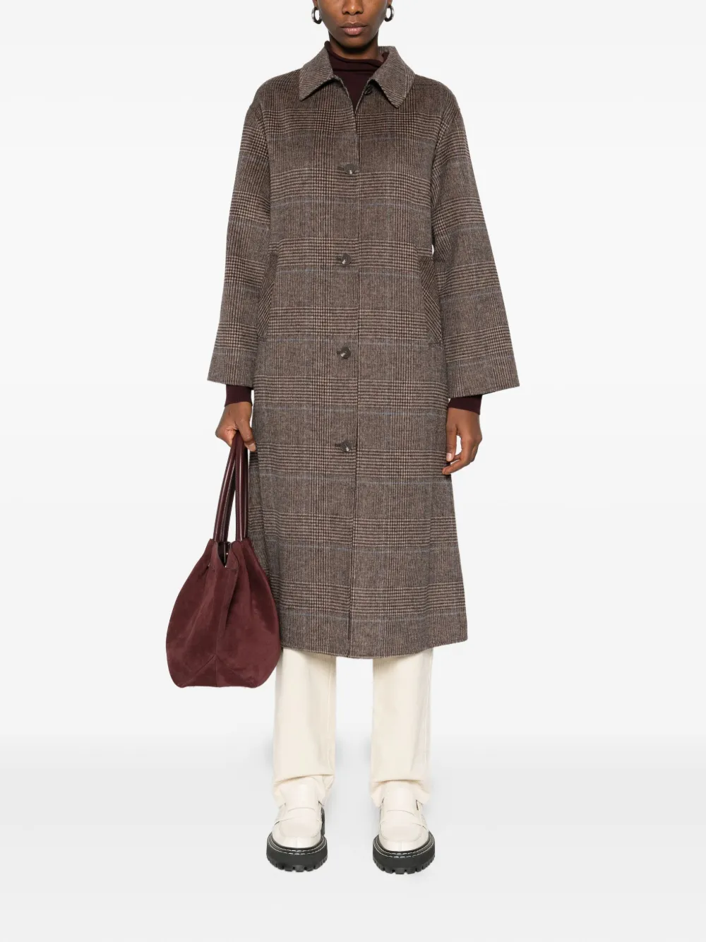 YERSE check-print buttoned coat | Single Breasted Coats | Image 2