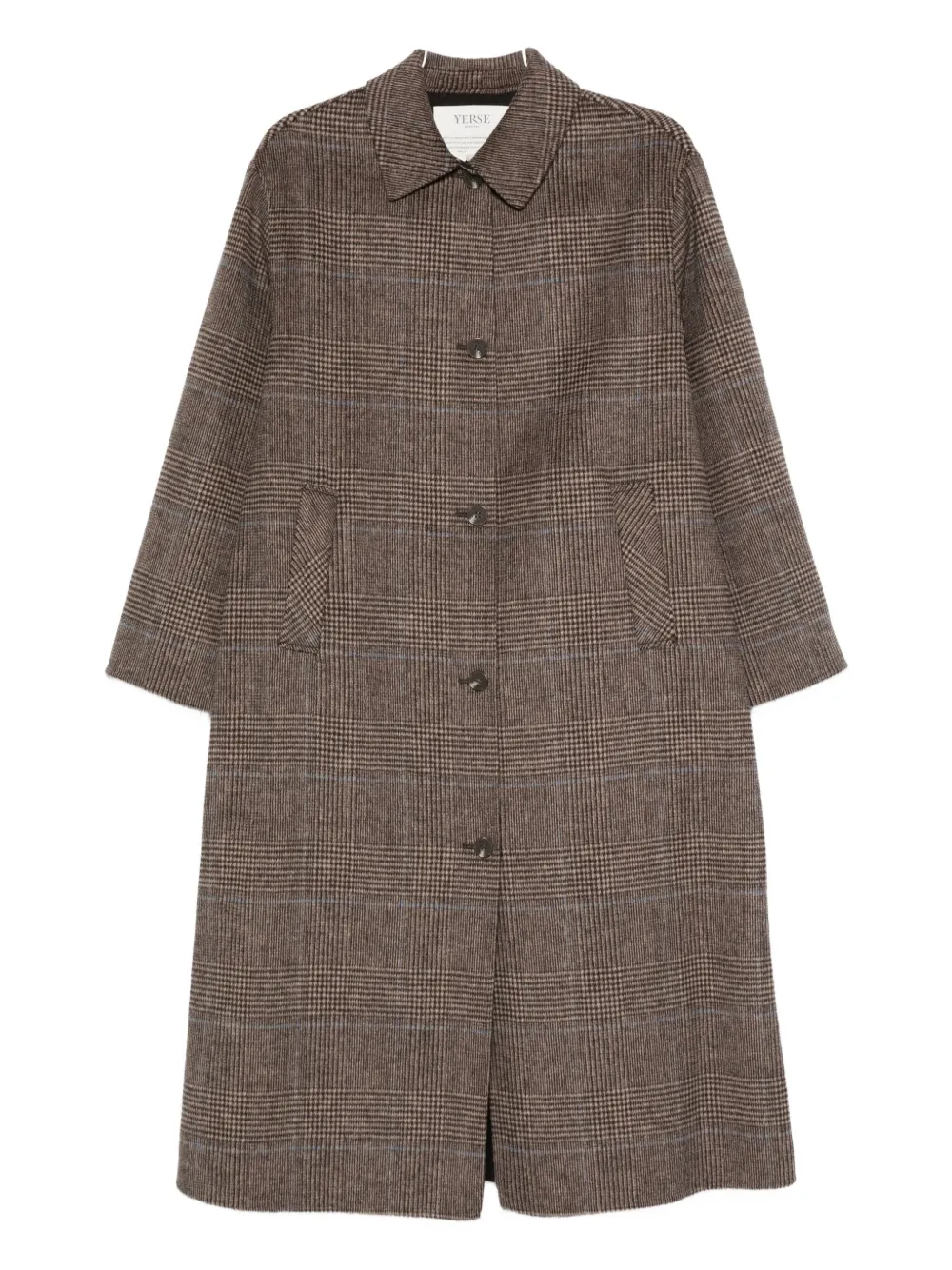 YERSE check-print buttoned coat | Brown | Image 1
