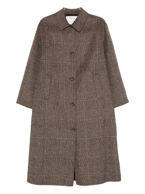 YERSE check-print buttoned coat