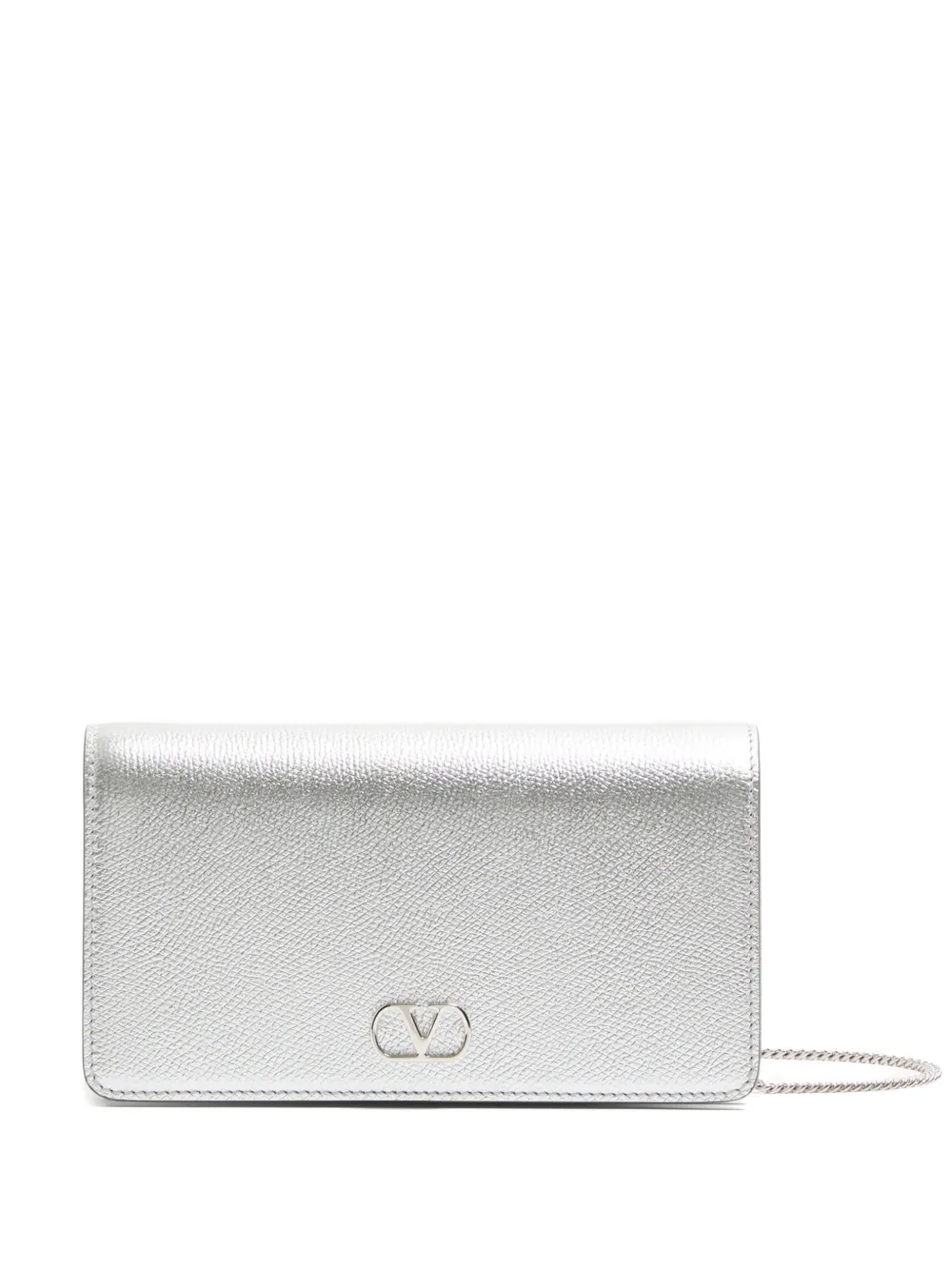 Valentino Garavani mini VLogo grained shoulder bag - Silver