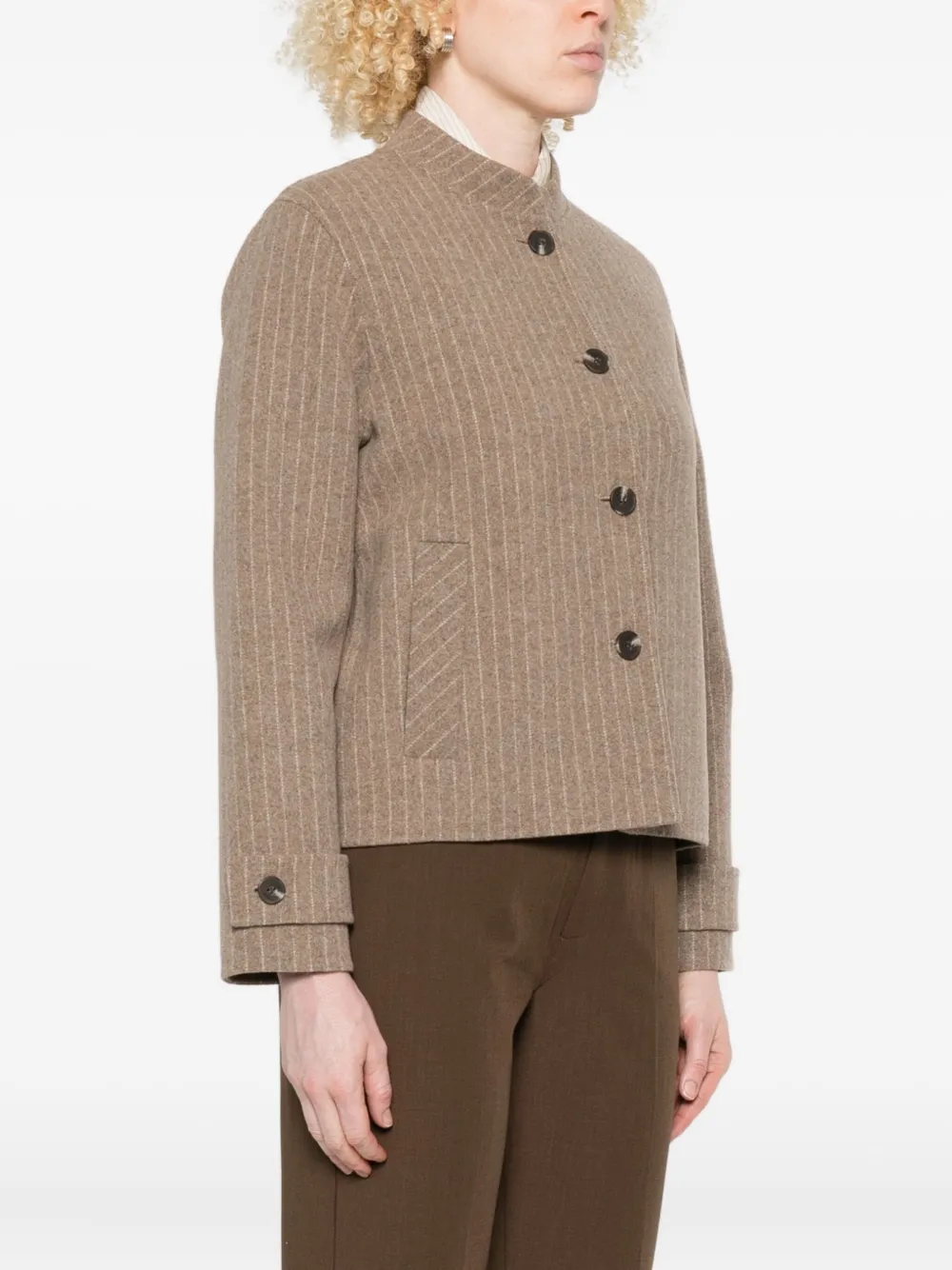 Yerse Pinstripe-pattern Jacket In Brown