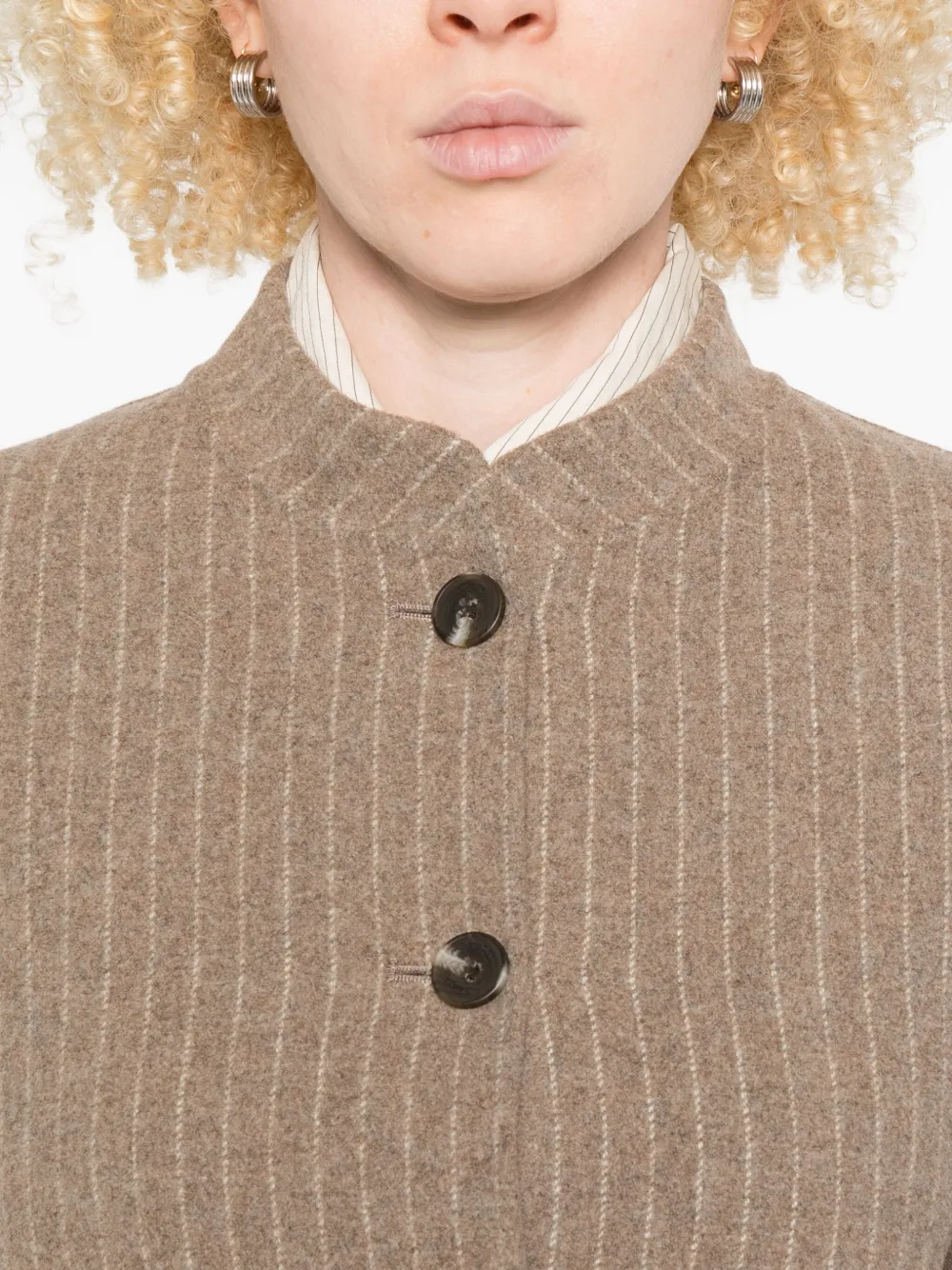 Yerse Pinstripe-pattern Jacket In Brown