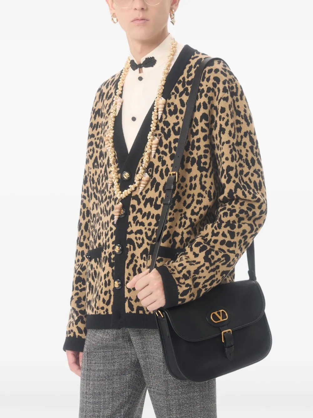 Valentino Garavani Antibes leren messengertas - Zwart