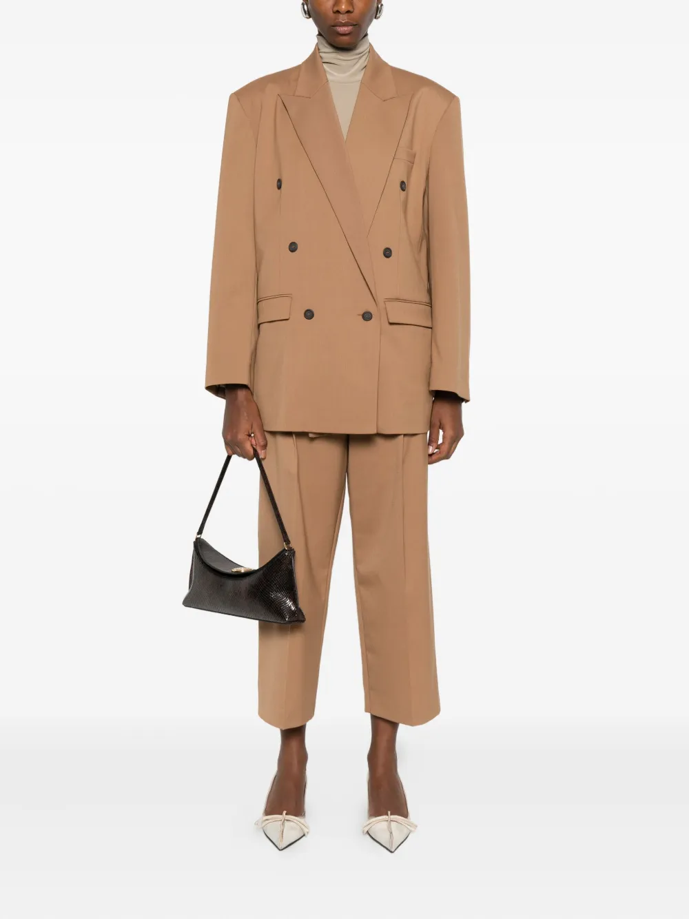 THE M Cropped broek met geplooide voorkant - Bruin