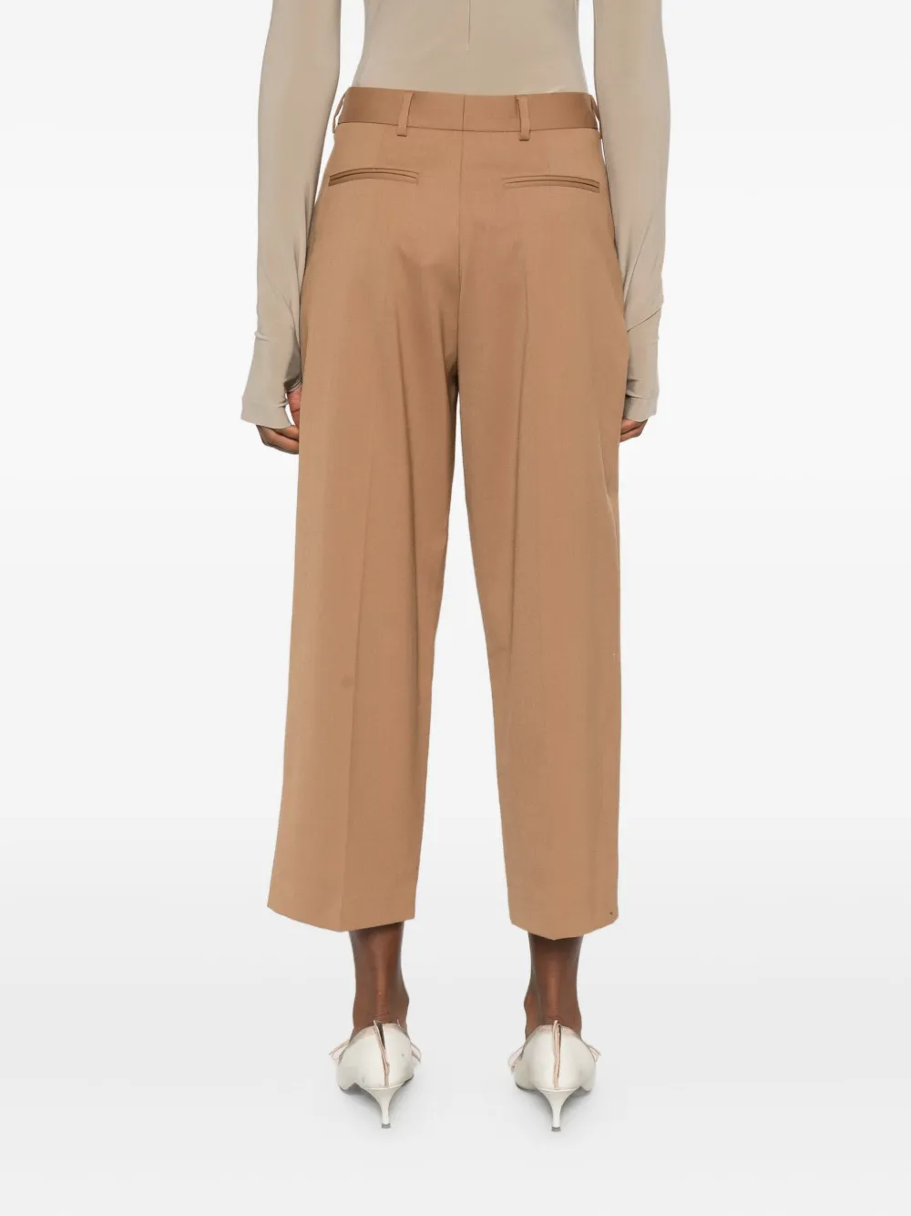 The M Pleated-front Cropped Pants In Brown