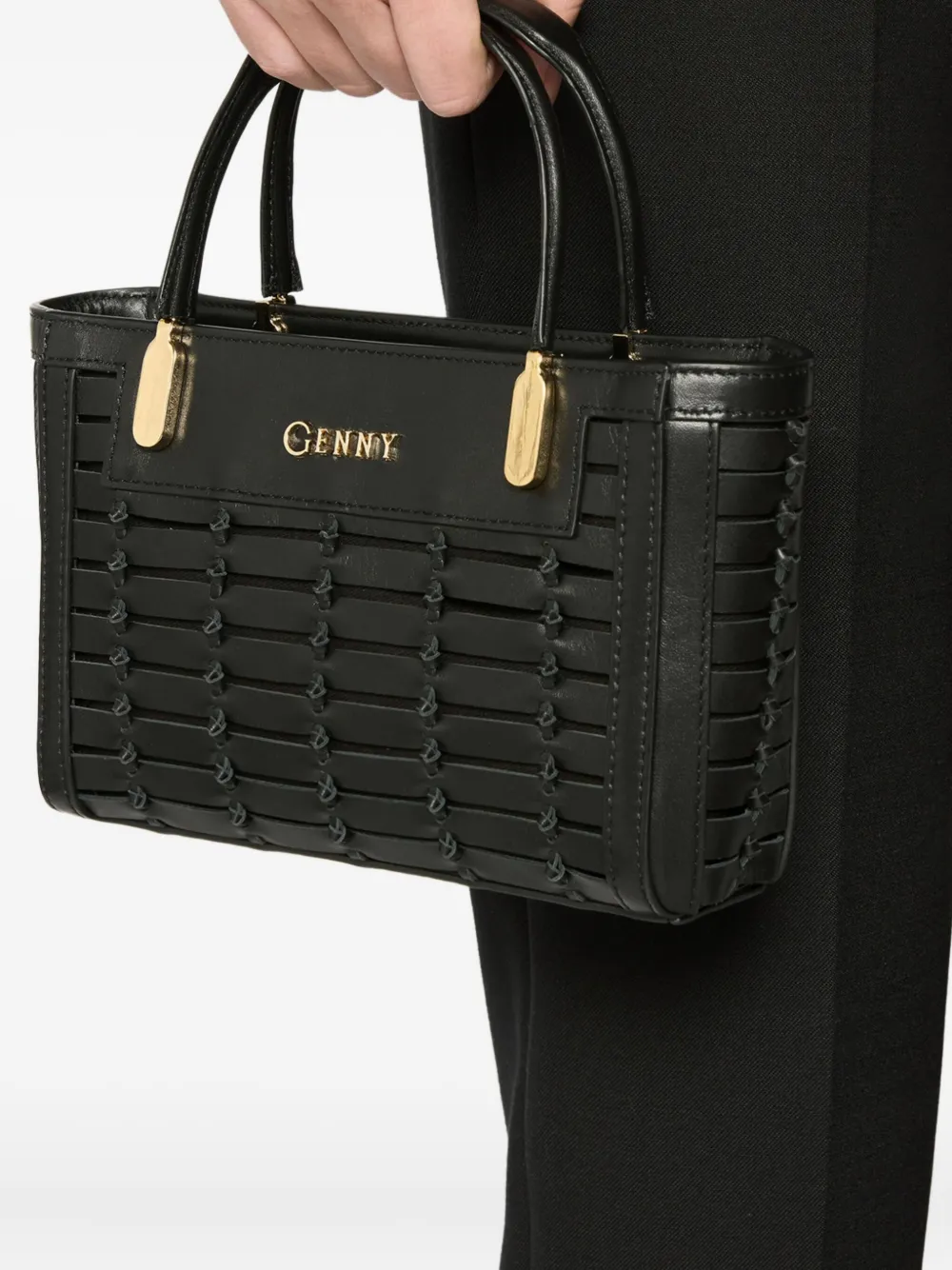 Genny logo-lettering tote bag - Zwart