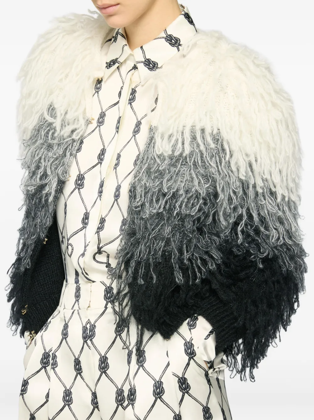 Genny Ombre Fringed Cardigan In Multi