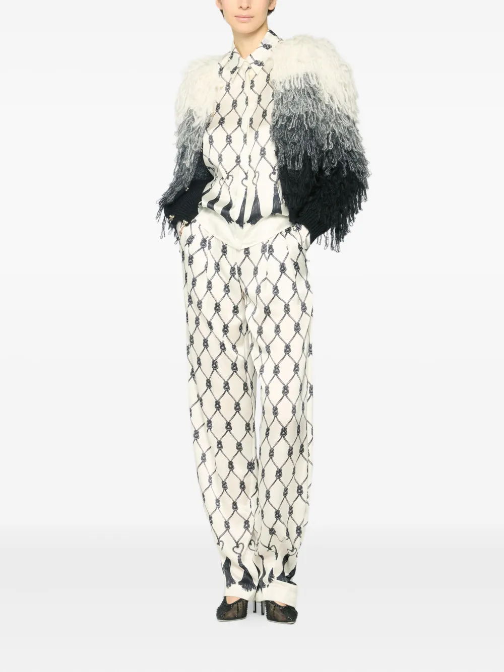 Genny Ombre Fringed Cardigan In Multi