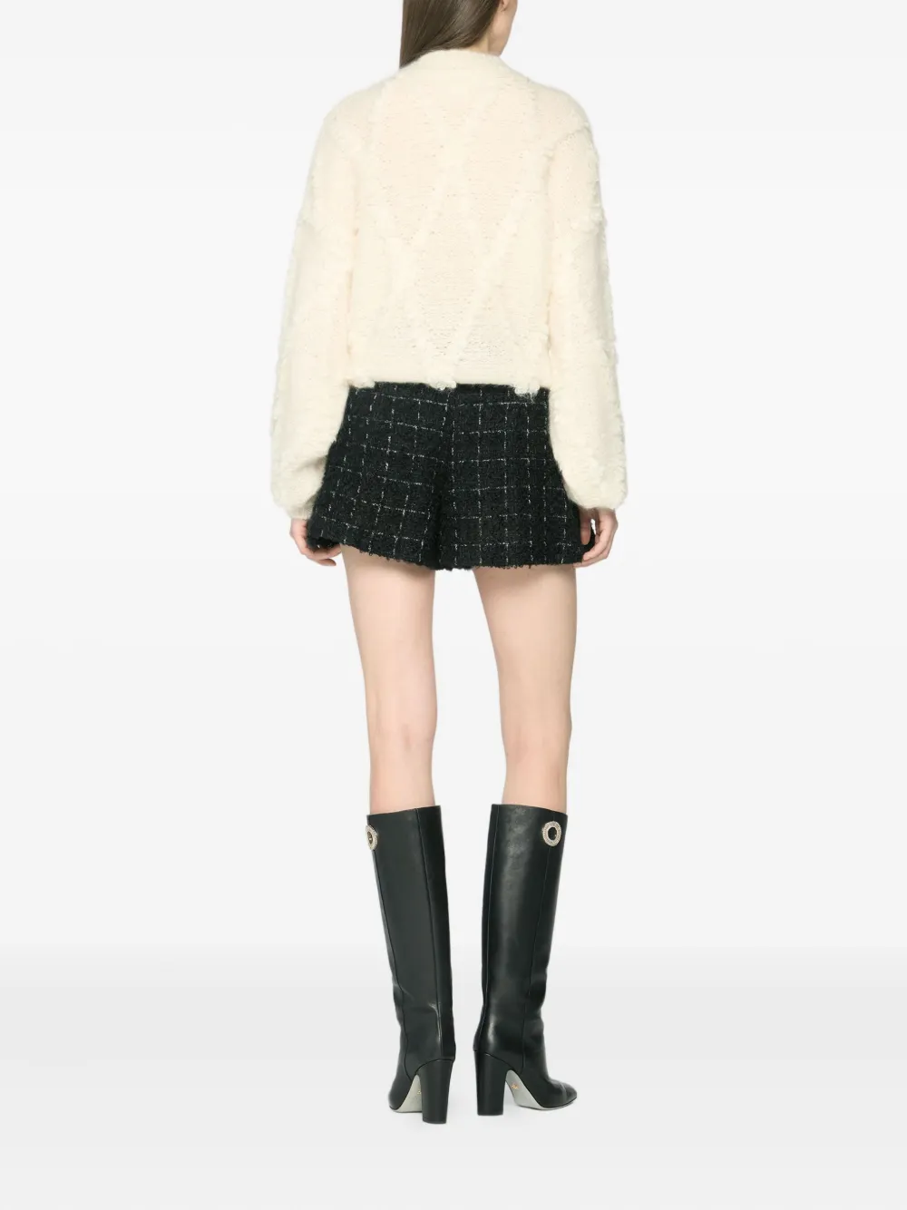 Genny Pleated Tweed Shorts In Black