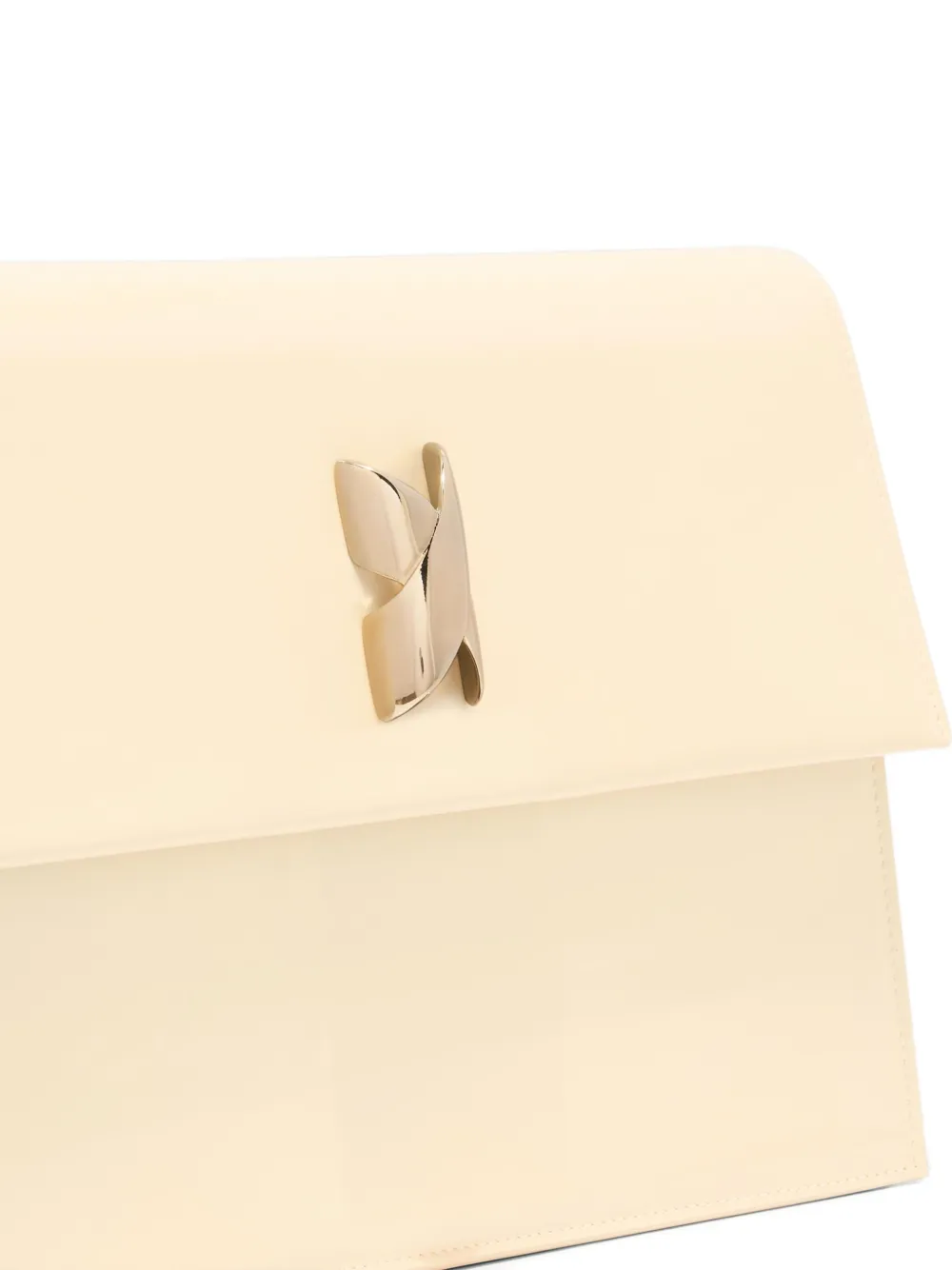 Genny Small Leather Clutch Bag In Neutral