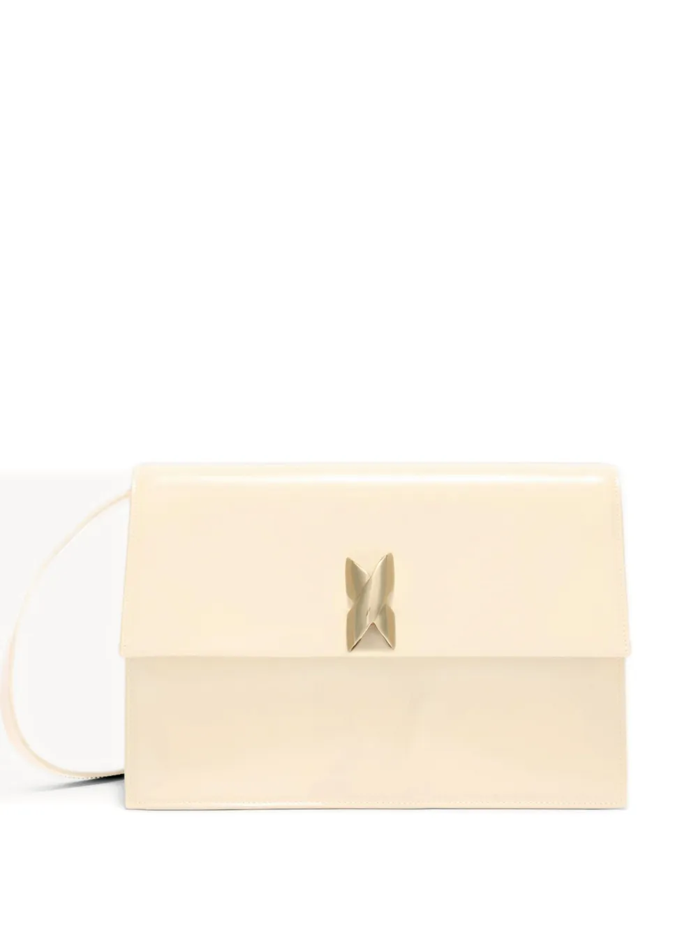 Genny Small Leather Clutch Bag In Neutral