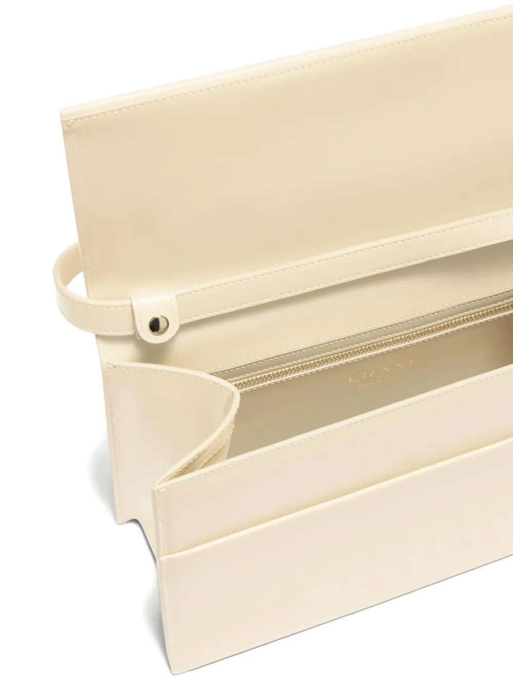 Genny Small Leather Clutch Bag In Neutral