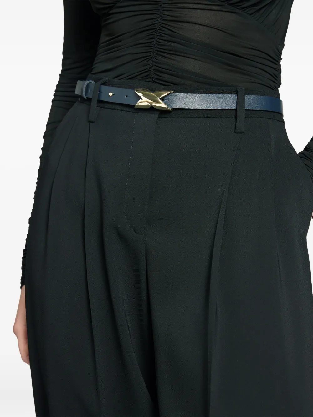 Genny Leren riem met gedraaid detail Zwart