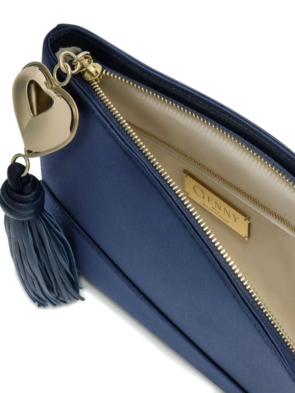 Genny Heart-shaped Tassel Clutch Bag In Blue
