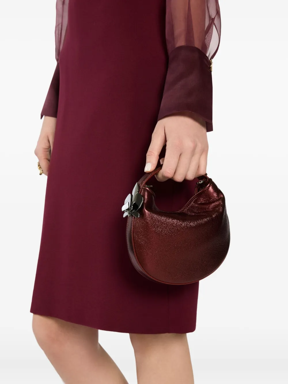Genny Mini Fortune Metallic-effect Tote Bag In Red