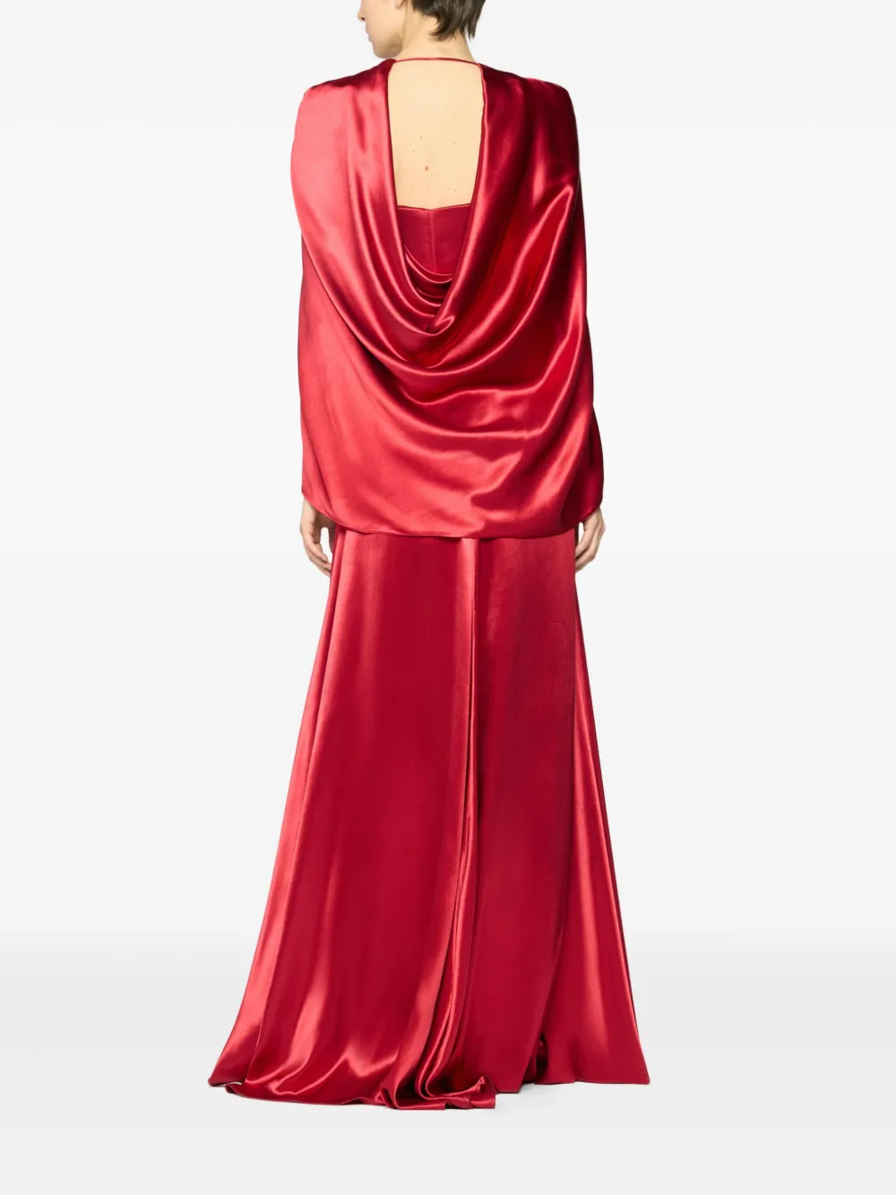 Genny Draped Cowl-effect Cape In Red